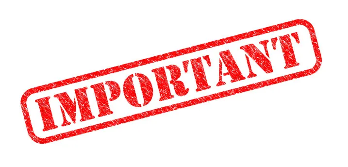 Red stamp reading Important