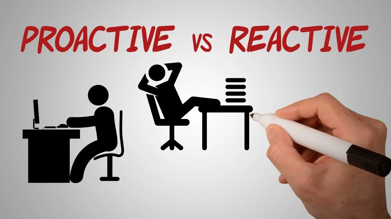 Illustration contrasting proactive and reactive approaches