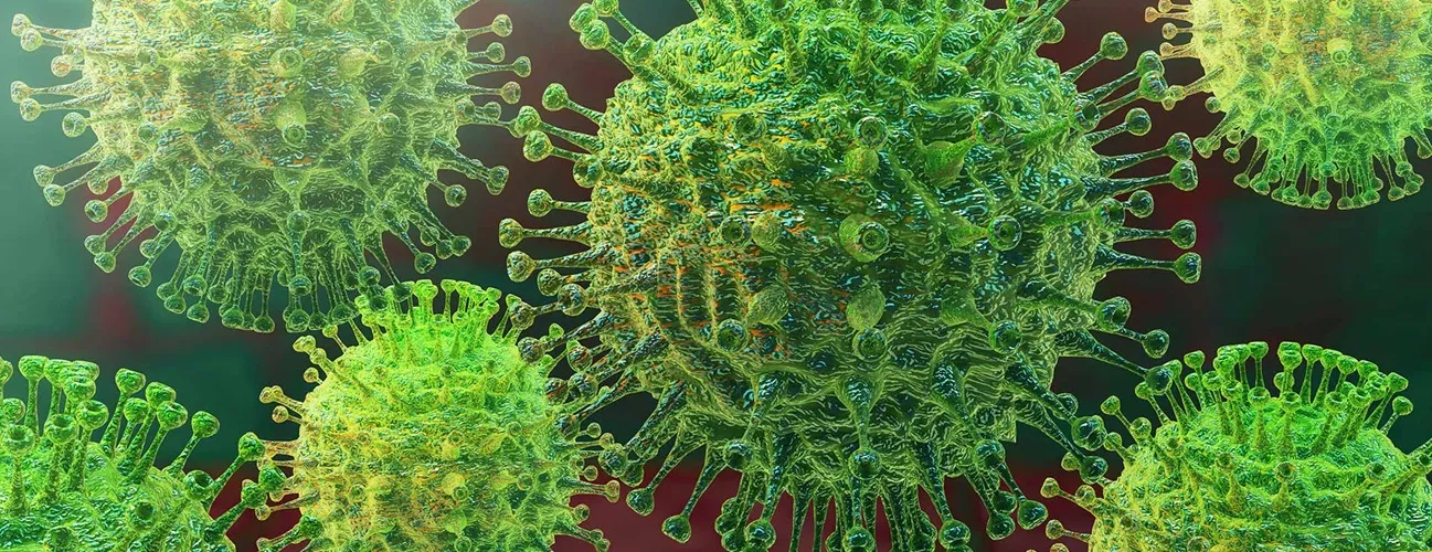 Illustration of green virus particles