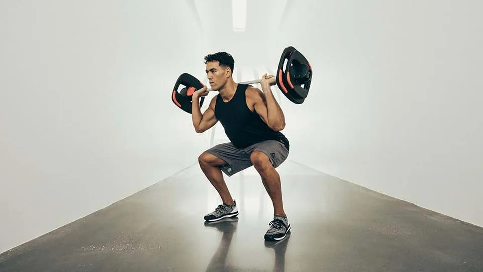 Person performing a barbell back squat