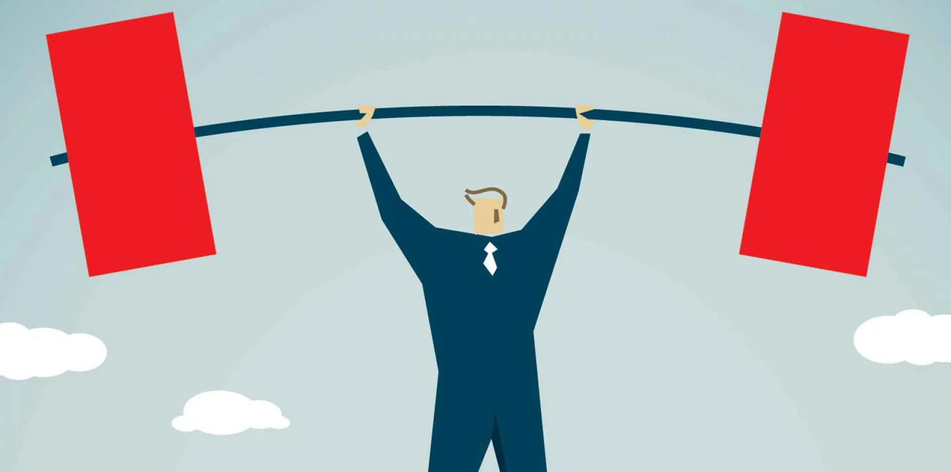 Illustration of a person lifting a heavy barbell overhead