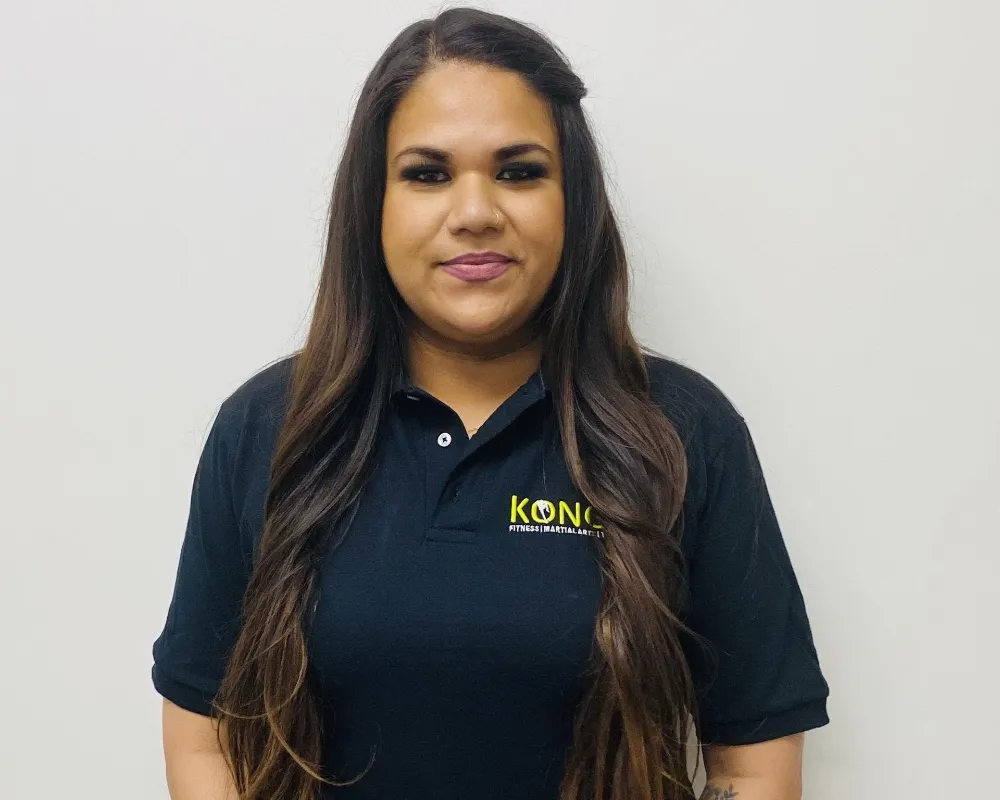 Nabiha Ali wearing a Konga Fitness polo shirt